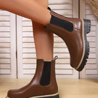 Shoes for Women Autumn and Winter New Round Toe Low Heel Women Boots Chelsea Motorcycle Boots Solid Color Casual Women Shoes 43 -