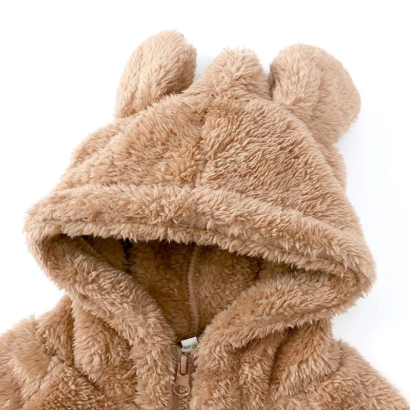 Thicken Warm Girls Winter Coat Cartoon Long Sleeve Hooded Coat for Girls Fashion Solid Color Kids Coat 1-6 Years -