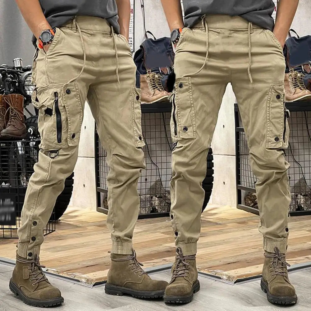 Cargo Pants for Men - Multi-Pocket Elastic Waist Casual Trousers -