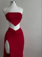 Strapless Backless Crop Top Dress -