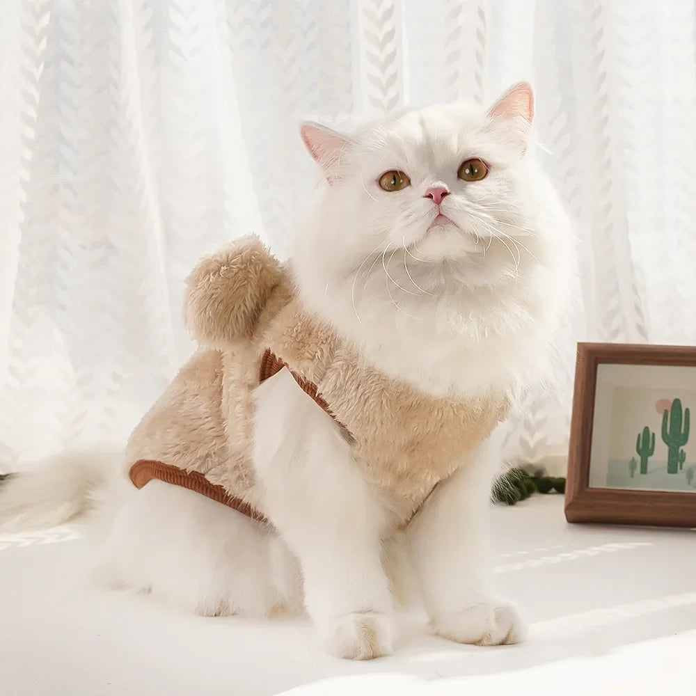 Keep your furry friend warm and stylish with this cartoon flannel vest—perfect for puppies, dogs, and cats to stay cozy and cute! -
