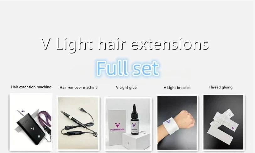 V-Light Technology Hair Extension Machine white Hair Extension Tools Kit Set with V light Hair extension glue -
