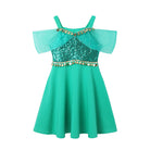 Summer Casual Dress for Girls Mermaid Dress One-Shoulder Sling Short Sleeve Cosplay Princess Costume Casual Vest 2-10 Years -