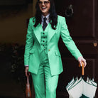 Autumn Retro Red Women's Jacket Pant Sets 3Piece Suit Single Button Peaked Lapel Blazer Formal Office Professional Outerwears -