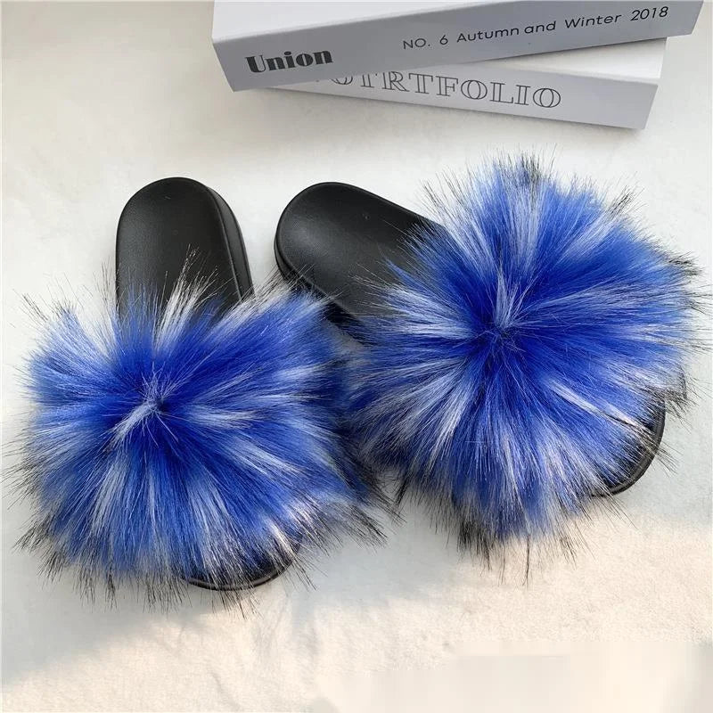 Faux Fur Slippers Women -