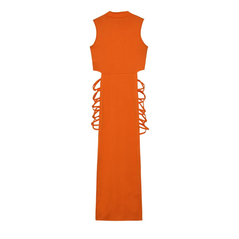 Criss Cross Cut Out Sleeveless Dress -
