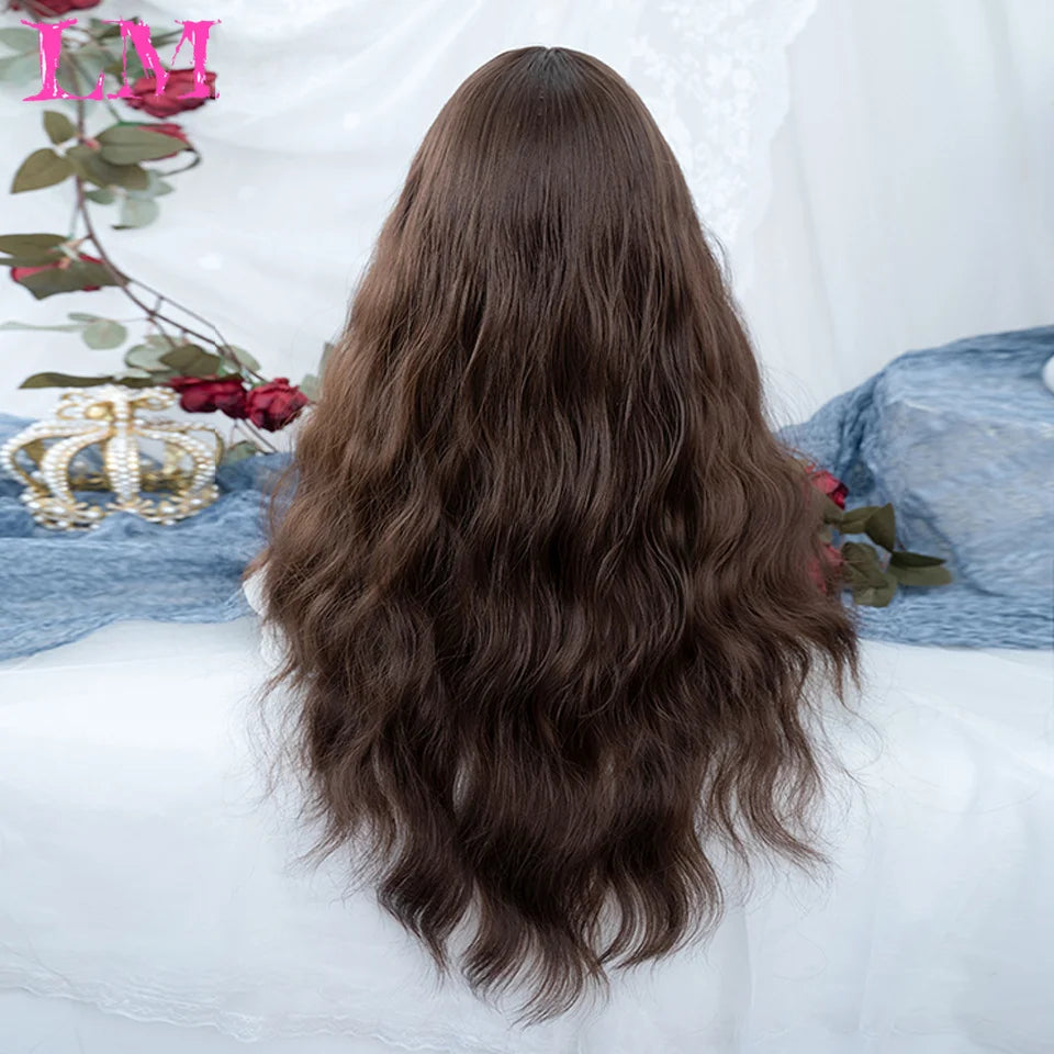 Elevate your style with this 38-inch long ombre brown, red, and blonde highlight straight lace front wig. Perfect for a chic and trendy look, this wig offers versatility and glamour for various occasions. -