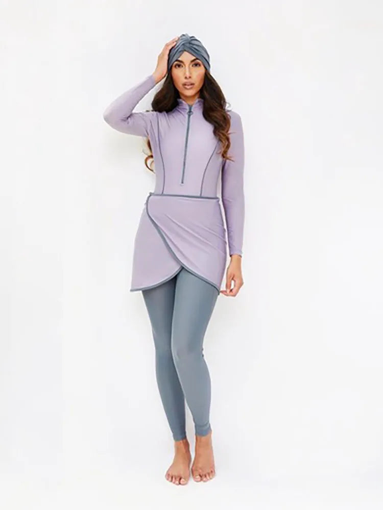 Enjoy the water with confidence and comfort in this Muslim modest swimwear hijab swimsuit—designed for full coverage and stylish modesty! -