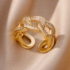 Gold Plated Stainless Steel Crystal Rings -