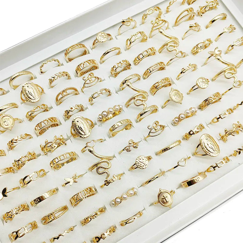 30pc/Lot Gold Color Finger Rings for Woman -