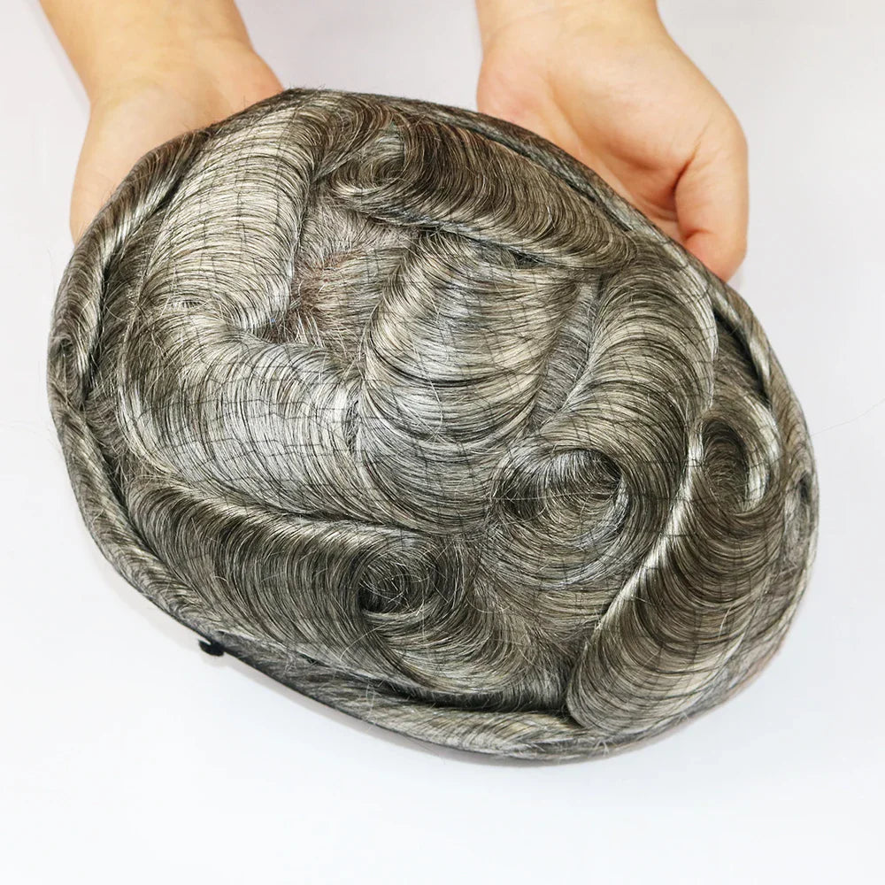 Achieve a seamless look with this natural hairline lace front male wig—ash blonde to brown shades, breathable 100% human hair, featuring lace & PU cap for a comfortable, realistic fit! -