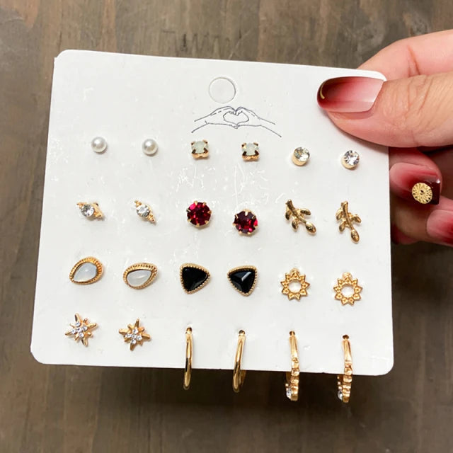 40Pcs/Set Gold Color Earrings -