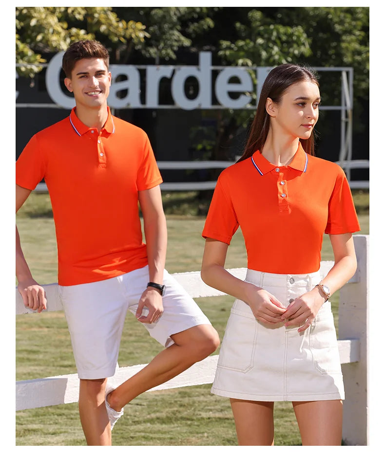 New Summer Men's and Women's Casual Collar T-shirt Breathable Short Sleeved Polo Shirt -