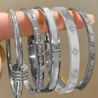 5/1pcs Sparkling Zirconia Inlaid Stainless Steel Bracelet Set -