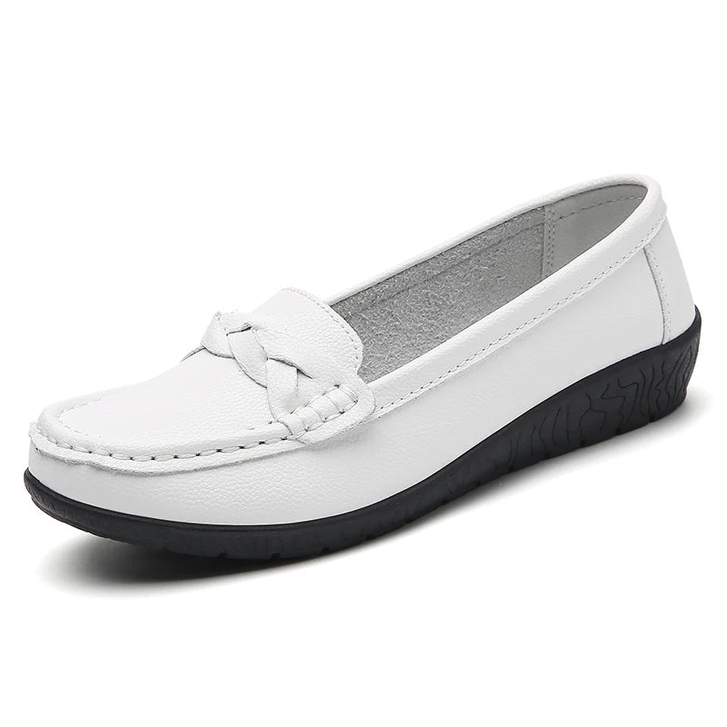 Shoes Women 2025 New Loafers Slip On Flats Leather Shoes Woman Comfortable Flat Shoes Women White Zapatos Mujer Women's Footwear -