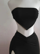Strapless Backless Crop Top Dress -