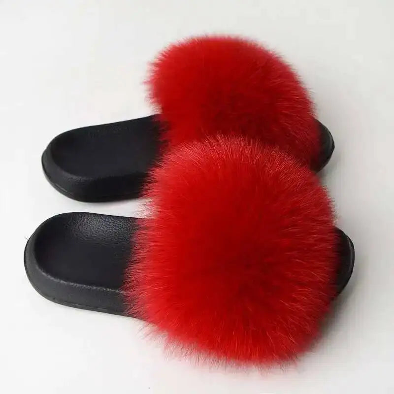 Real Fox Fur Slippers -