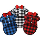 Dress your pet in a stylish plaid and striped shirt—perfect for adding a touch of sophistication to your furry friend's wardrobe! -