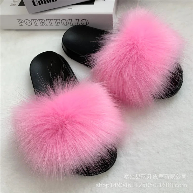 Faux Fur Slippers Women -