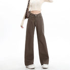 Rock the urban vibe with these baggy, high-street fashion, straight brown jeans for women! -