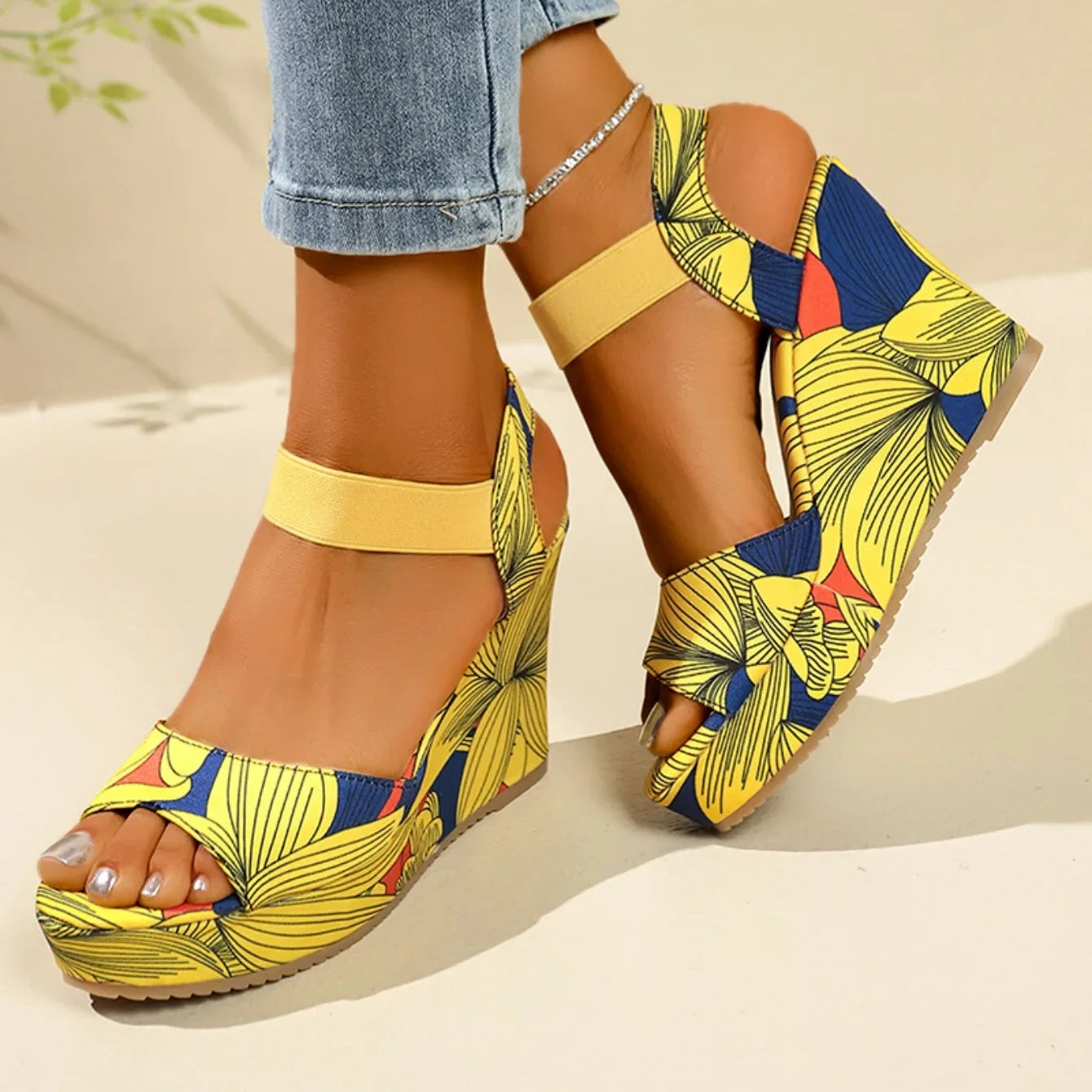 Shoes for Women 2025 New Women Wedge Sandals Retro Ethnic Printing Platform Sandals Ladies Casual Comfortable Outdoor Sandals -