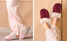 Evshine Women Plush Cotton Slippers Winter Indoor Warm Soft House Slipper Comfort Memory Foam Slides Outdoor Fur Fuzzy Flat Shoe -