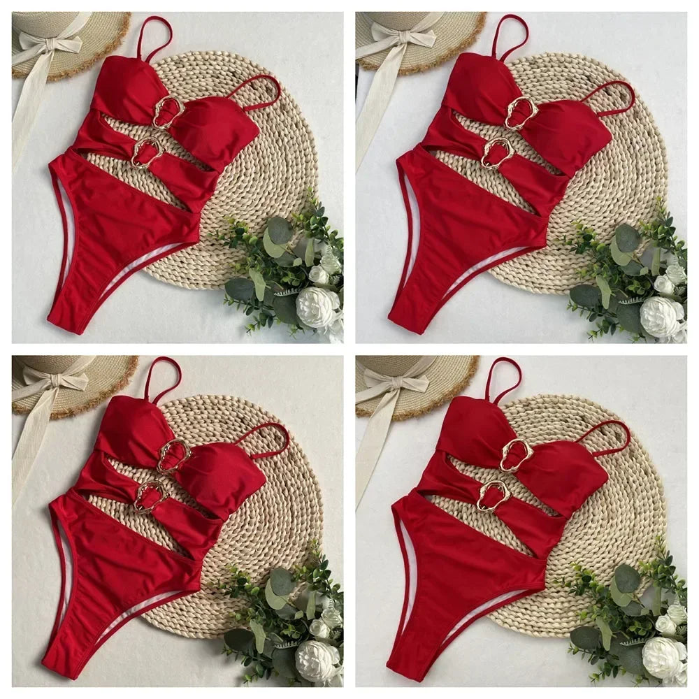 One-Piece Swimwear Summer Bathing Suit Women On Holiday New Swimsuit Bathing Suit Splice Color Beachwear Bikini -