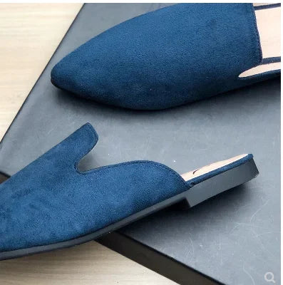 Female Simple Sewing Plain Shoes Outdoor Pointy Toe Slides Camel Blue Soft Sole Wide Fitting 48-33 2022 New Arrivals De Mujer -