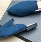 Female Simple Sewing Plain Shoes Outdoor Pointy Toe Slides Camel Blue Soft Sole Wide Fitting 48-33 2022 New Arrivals De Mujer -