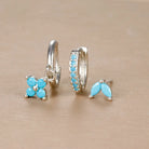 3PCS Trendy Stainless Steel Flower Drop Earring Set -