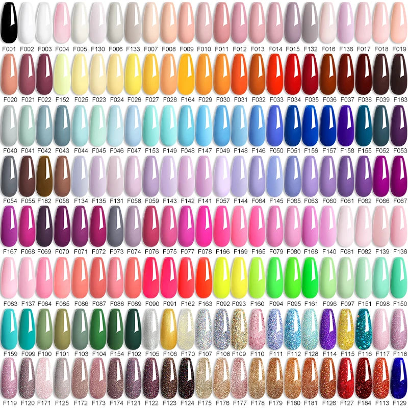 Explore your creativity with this comprehensive set of 129 colors of 7ML nail gel polish. Perfect for nail art enthusiasts, these semi-permanent colors allow for endless possibilities and stylish designs. -