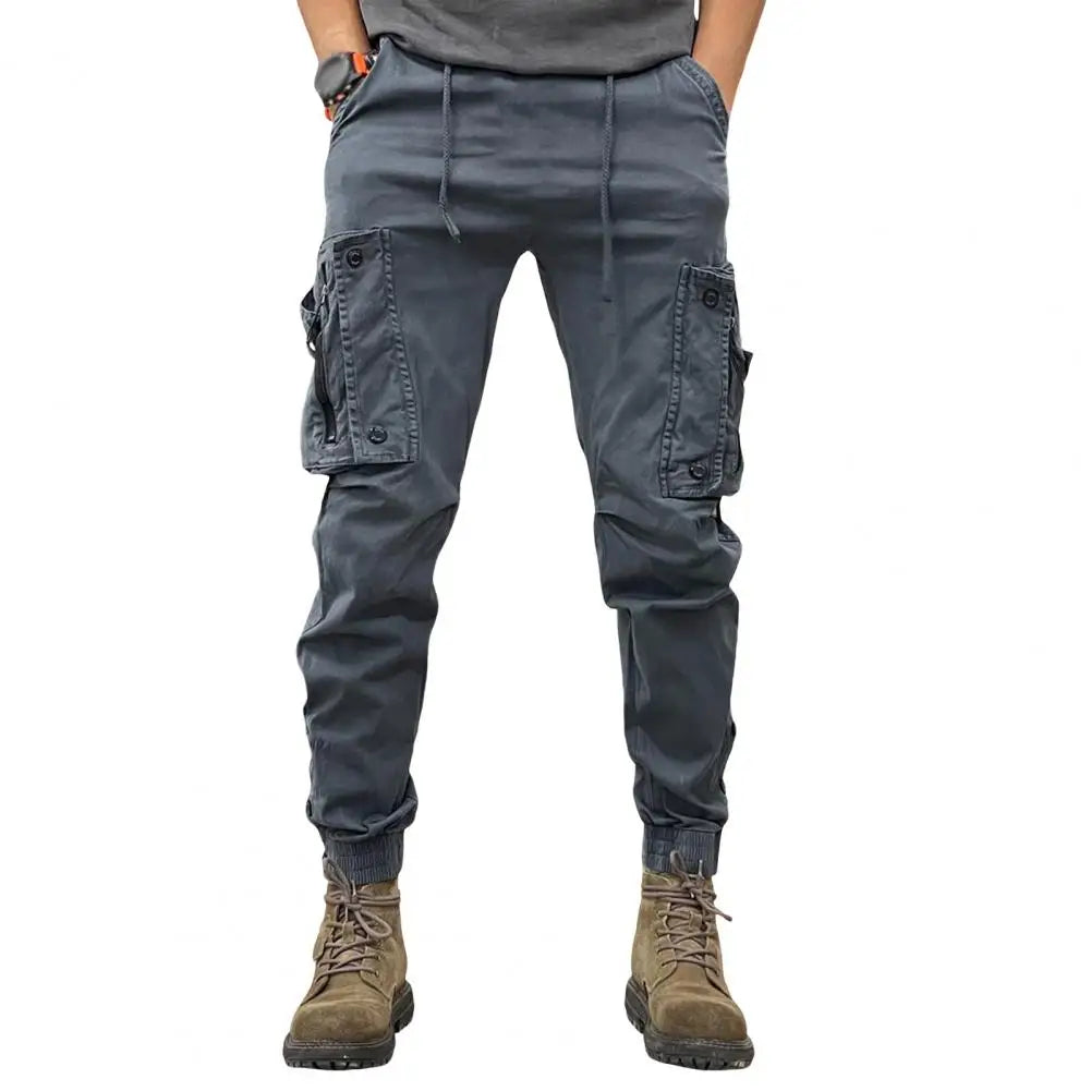 Cargo Pants for Men - Multi-Pocket Elastic Waist Casual Trousers -