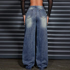 Stay on trend with these denim ripped straight-leg jeans for women—a perfect blend of edgy and classic style! -