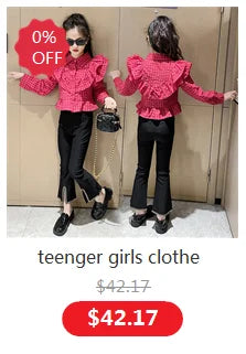 Teen children clothes Girl Dance Clothes Set Short Zipper Coat+Pants 2pcs Kids suit Tracksuits Clothing outfits 5 6 7 9 11 13 15 -