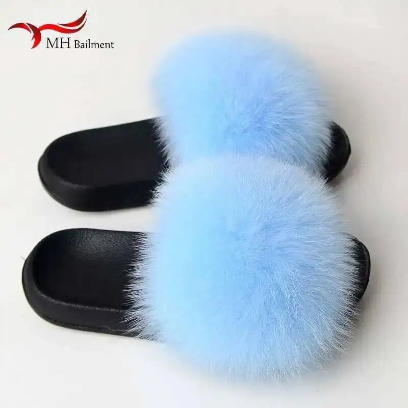 Real Fox Fur Slippers -