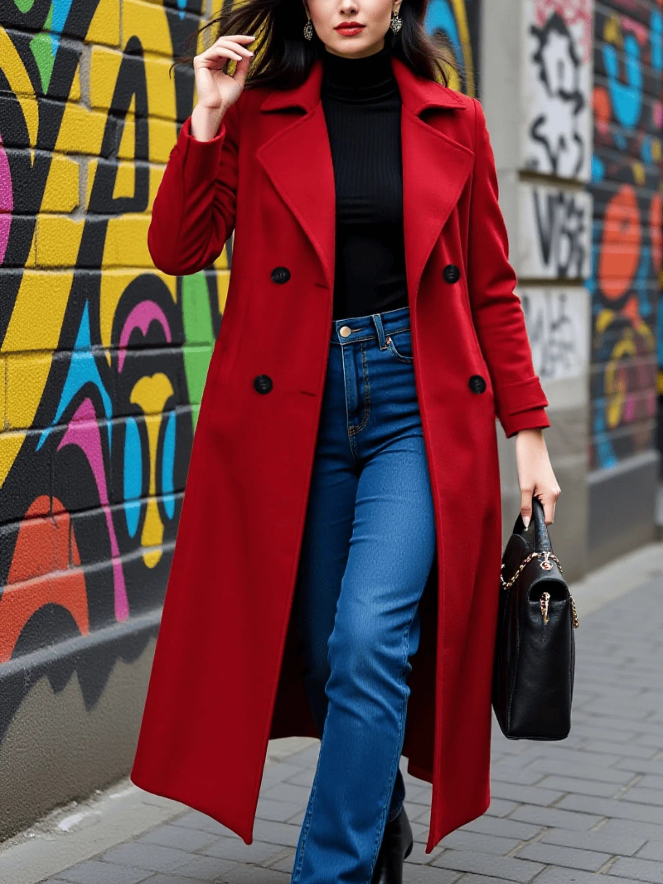 Women's Trench Coat Double-Breasted Wool -