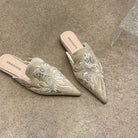 Women Luxury Fashion Elegant Pointed Toe Slides -