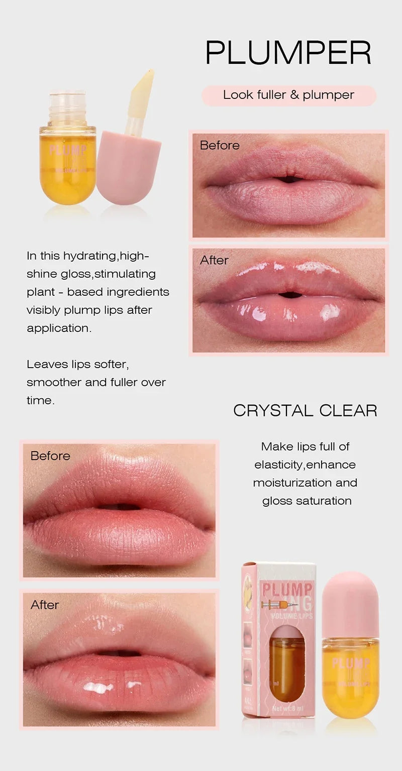 Lip Plumper Oil Instantly Plumps Lips Increasing Lip Elasticity Long-lasting Moisturize Gloss Saturation Beauty Makeup Lip Care -