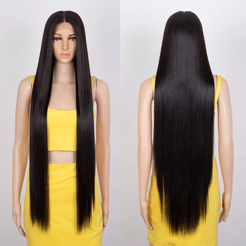 Make a bold statement with this super long 38 straight lace front wig—featuring a stunning Lolita pink and blonde blend, perfect for cosplay and standout style! -