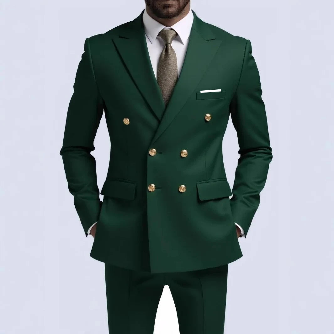 Fashion New Men's Double Breasted Slim Fit Suit -