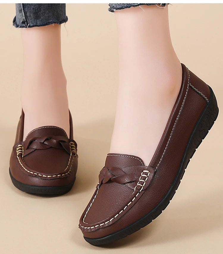 Shoes Women 2025 New Loafers Slip On Flats Leather Shoes Woman Comfortable Flat Shoes Women White Zapatos Mujer Women's Footwear -