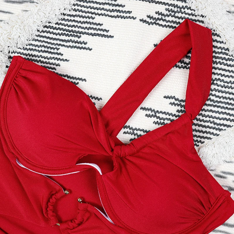 One Shoulder Swimsuit Women Swimwear 2025 Sexy Bikinis Female Biquini Hollowen Swim Suits Cut Out Bodysuit Bathingsuit Beachwear -