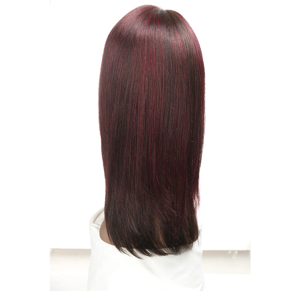 Turn heads with this sleek 18-inch 13x4 lace front Brazilian hair wig—straight, colored, and highlighted for a flawless, natural look! -