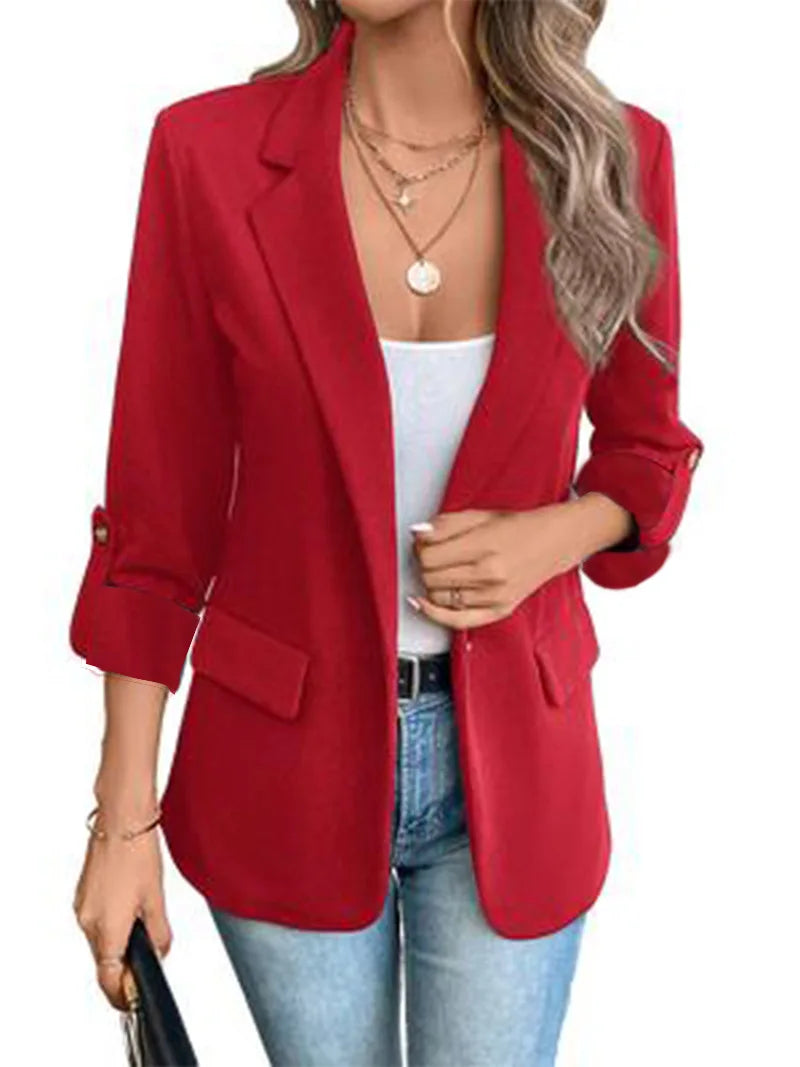 Step out in style with this sleek women's single-button blazer—classic elegance for any occasion! -