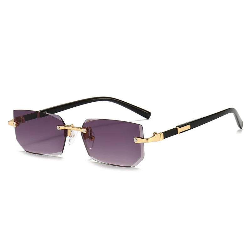 Rimless Sunglasses Rectangle Fashion Popular Women Men Shades Small Square Sun Glasses For Female Male Summer Traveling Oculos -