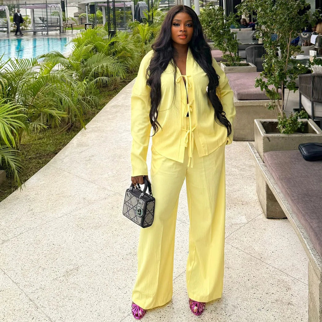 Wide Leg Pants Suit -