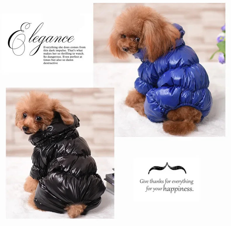 Keep your furry friend warm and stylish in the winter with this dog jumpsuit romper—perfect for overall comfort and coziness! -