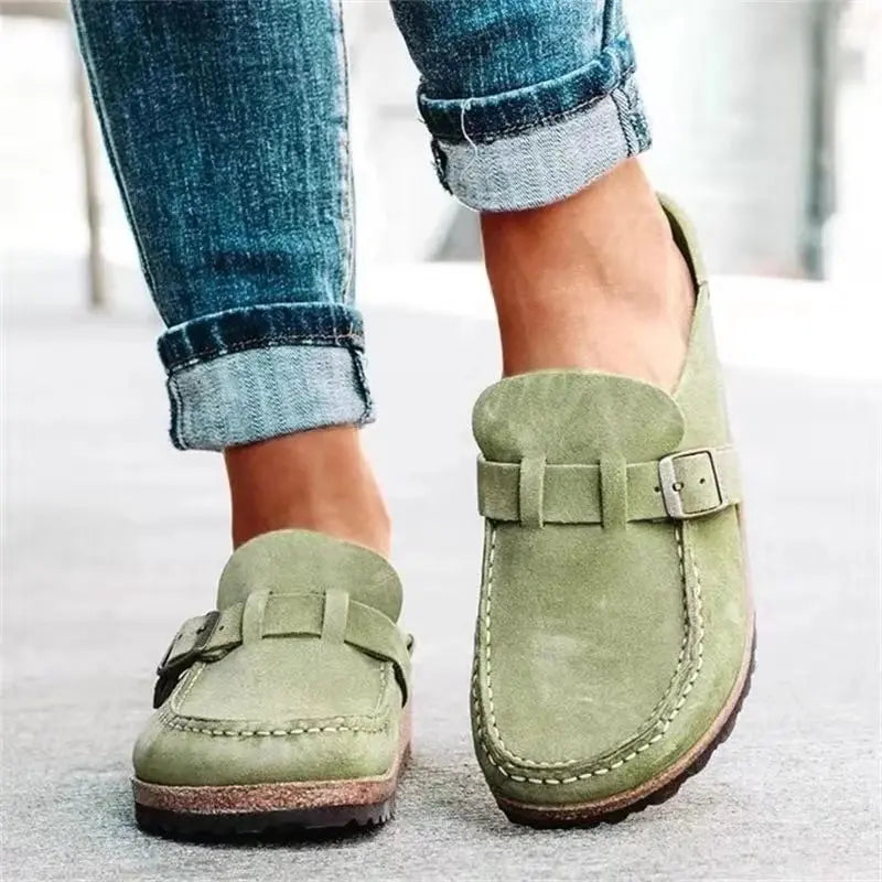 Slippers Women's Round Toe Buckled Retro Shoes Slip on Mules Ladies Flats Female Casual Men Summer Flat Clogs Zapatos Mujer -
