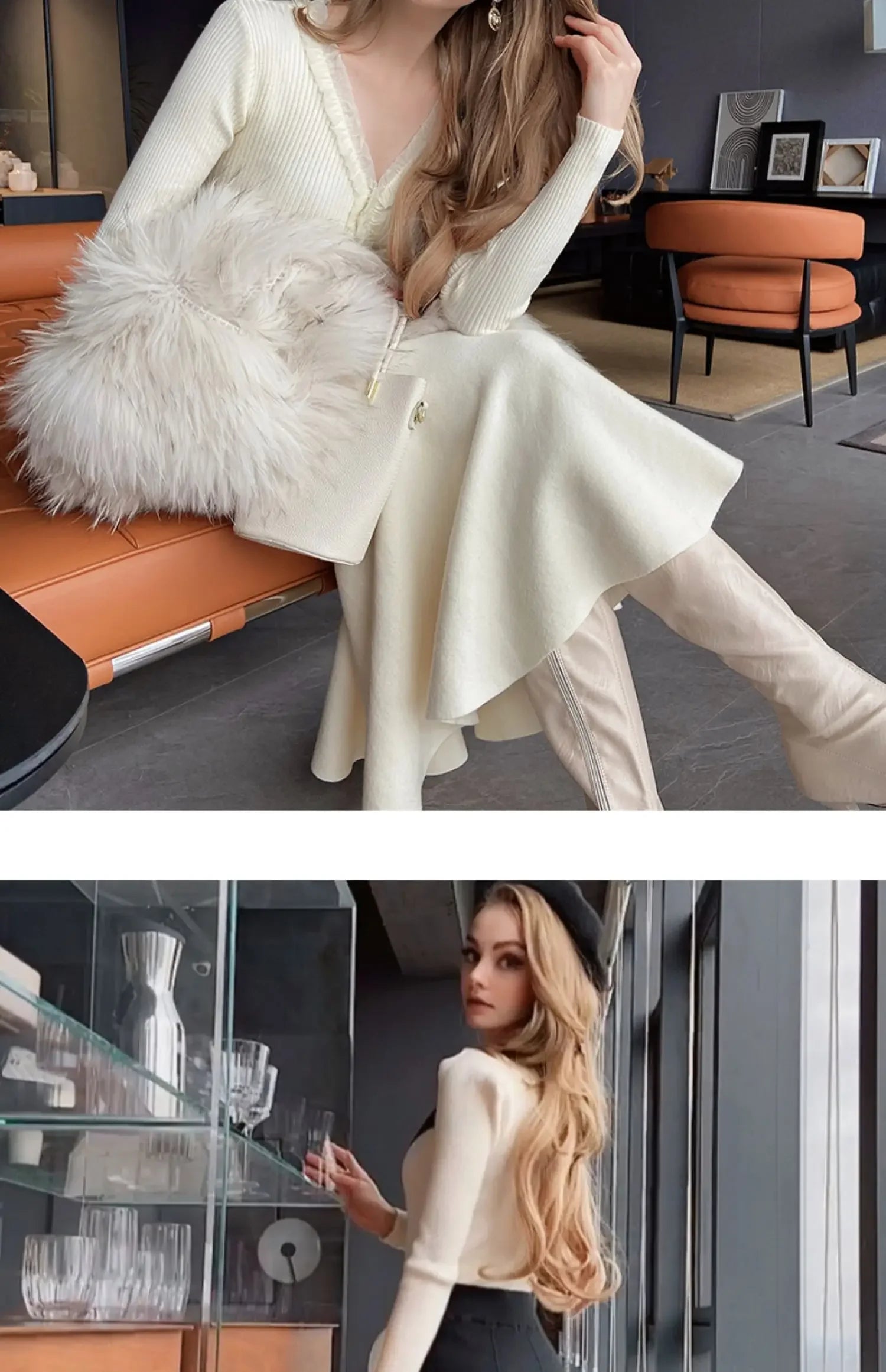 Women's Skirts Knitted Long Skirts for Women Fashion 2025 Autumn Winter Solid Color Green Vintage Slim A-LINE Skirts for Woman -