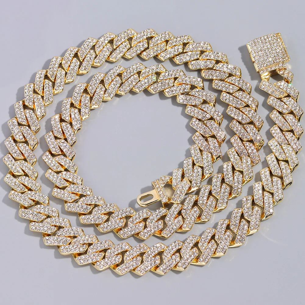 14mm Prong Miami Cuban Link Chain Necklace -